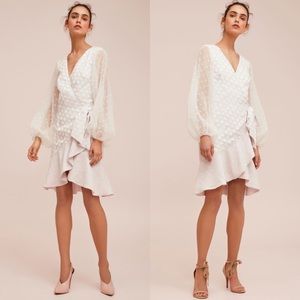 Keepsake Polka Dot Ruffle Hem Wrap Dress